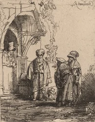 Three Oriental Figures Jacob and Laban