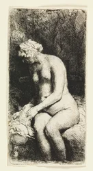 Woman Bathing Her Feet at a Brook
