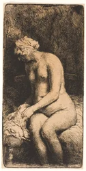 Woman Bathing Her Feet at a Brook