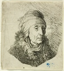 Woman with a High Headdress Wrapped Around the Chin: Bust