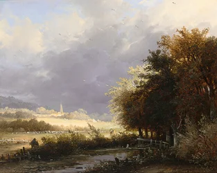 Figures on a Country Road, a Storm Approaching