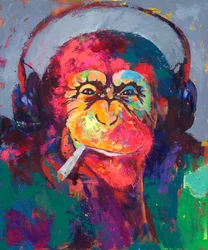 Colorful Monkey with Headphones