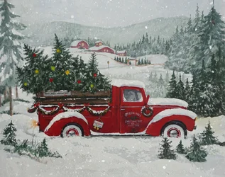 Red Truck Christmas Snow