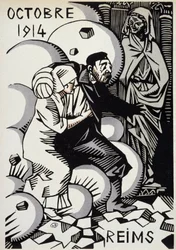 October 1914, Reims - drawing by Herman Paul - in "Calendar of War" ed. 1916