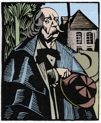Portrait of Gustave Flaubert. Wood engraving by Hermann-Paul for Louis Bertrand