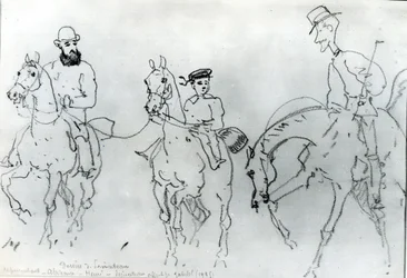 Three Horsemen: Henri de Toulouse-Lautrec between his Father, Count Alphonse, and the Artist