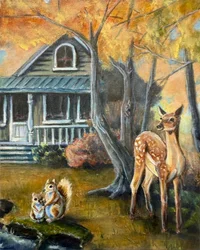 Autumn Deer and Squirrels
