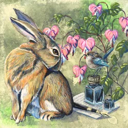 Whimsical Rabbit and Bird