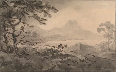 A Lake with Mountains Rising Beyond