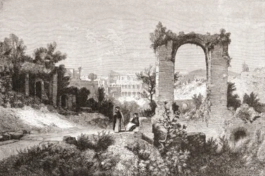 The Palatine from the Aventine Hill, Rome, Italy in the late 19th century