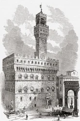 The Palazzo Vecchio, Florence, Tuscany, Italy in the late 19th century. From Italian Pictures by Rev. Samuel Manning, published c.1890.