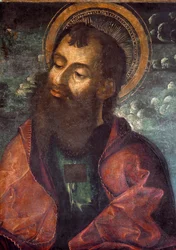 Saint Paul and Saint Peter (detail representing Saint Paul) - Painting by Riccardo Quartararo, 1493