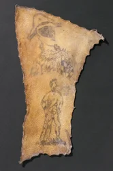 Human Skin Tattooed with Harlequin and Figure of Samson, French