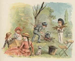 Children preparing for a picnic