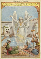 The Miracles of Christ: sick people waiting for the moving of the water by an angel