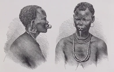 Moru woman with lip ornament, from 