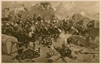 92nd Highlanders and 2nd Gurkhas storming Gundi Mulla Sahibdad during the Battle of Kandahar, Afghanistan, Second Anglo-Afghan War