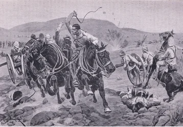 Field artillery coming into action