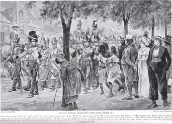 British forces marching into Cape Town, illustration from 