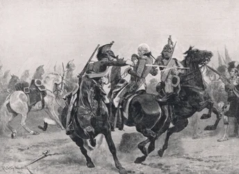 The Attack on Sir Ralph Abercrombie by the French Dragoons, illustration from 