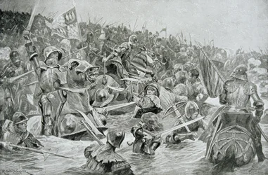 The Battle of Towton in 1461, illustration from Hutchinsons 