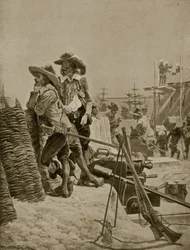 Building the first Fort at Madras, illustration from 
