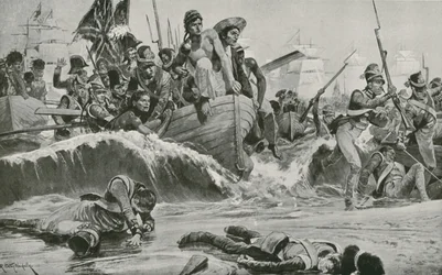 The British Troops Force a Landing at Aboukir Bay in Face of the French Batteries