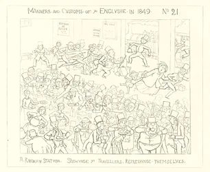 A Railway Station showing the travellers refreshing themselves (1849)