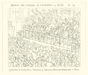 A Prospect of Exeter Hall Showing a Christian Gentleman Denouncing the Pope