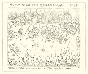 British Grenadiers mounting guard at St Jamess Palace Yard (1849)