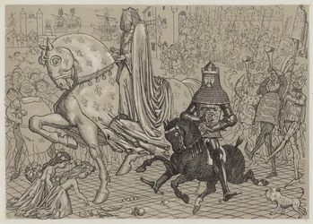 Edward the Black Prince, with his prisoner King John of France, entering London