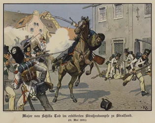 Death of Major von Schill in a street battle in Stralsund, 31 May 1809
