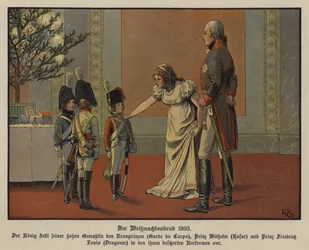 King Frederick William III and Queen Louise of Prussia with Crown Prince Frederick William, Prince William and Prince Frederick Louis Dressed in Military Uniforms, Christmas Eve