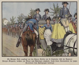 Queen Louise of Prussia reviewing her regiment of Dragoons, Berlin