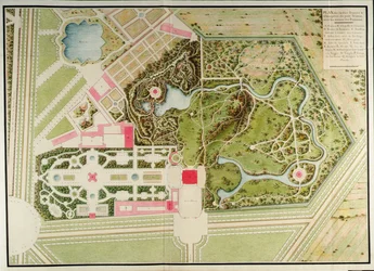 Plan of the French and Rustic Gardens of the Petit-Trianon with the Building Masses, from Recueil des Plans du Petit Trianon by Richard Mique