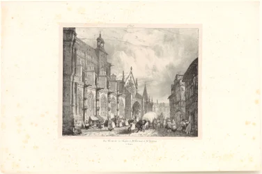 View of the Church of Saint-Gervais-et-Saint-Protais in Gisors, plate from the series "Voyages pittoresques et romantiques dans l