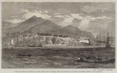 Town and Fort of Acapulco, on the West Coast of Mexico, with the English and French Squadron Lying in the Harbour