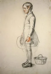 A Boy Standing, Holding a Basket, a Study for 