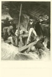 Lieutenant Nelson volunteering to board a prize in a violent gale