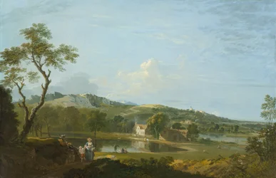 An Extensive Landscape with Cottages near a Lake, circa 1744-1745