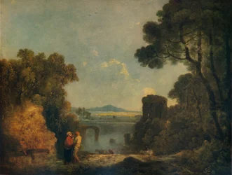 Italian River Landscape with a Broken Bridge