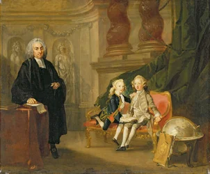 Prince George (1738-1820) and Prince Edward Augustus (1739-67) Sons of Frederick (1707-51) Prince of Wales, with Their Tutor Dr Francis Ayscough, c.1748-49