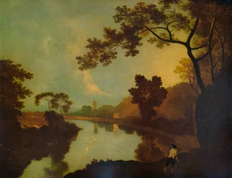 River Scene, with Figure on Bank