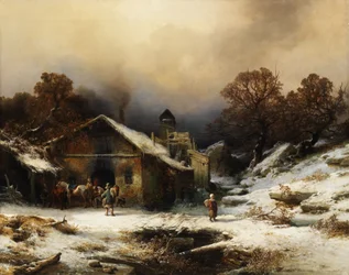Snowy Landscape with Farmhouse