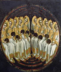 Seated Angels with Orbs in their Hands, c. 1348-54