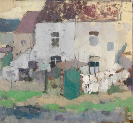 White Façades and Garden in Bosvoorde, Belgium
