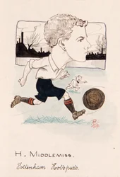 Bert Middlemiss, Tottenham Hotspur, drawing for a set of cigarette cards, 1907