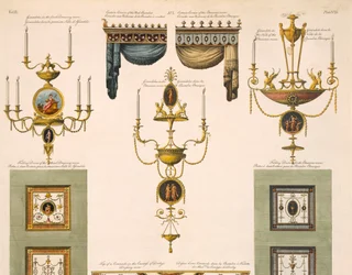 Designs for Curtain Cornices, Girandoles, and Folding Doors (detail)
