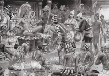 Pulikesin II, the Chalukhya, Receives Envoys from Persia