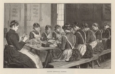 The London Flower Mission, Clerkenwell Close, London - Making artificial flowers